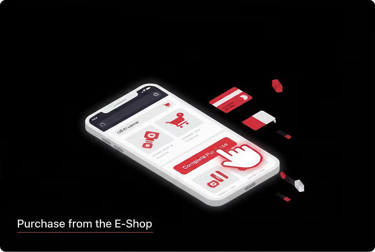 Mobile phone held in a hand. Activate your account online.
